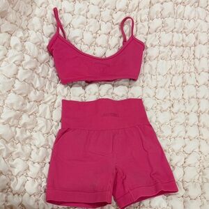 Oh Polly Bo+Tee Seamless Pink Bralette and Shorts Set